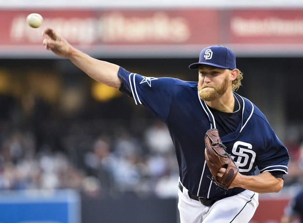 SAN DIEGO, CA - JUNE 7:  Andrew Cashner #34 of the San Diego Padres pitches during the first inning of a baseball game against the Washington Nationals at Petco Park on June 7, 2014 in San Diego, California.  