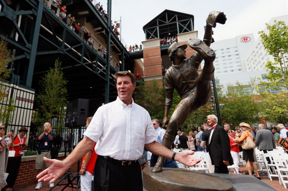  Jim Palmer poses for a photo after the team unveiled a statue of the hall of fame pitcher before the start of the Orioles and Detriot Tigers game at Oriole Park at Camden Yards on July 14, 2012 (Photo by Rob Carr/Getty Images)