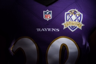 The Baltimore Ravens unveil their 20th Anniversary patch