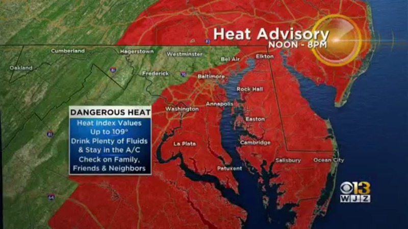 Maryland Weather Code Red Extreme Heat Alert Extended To Thursday