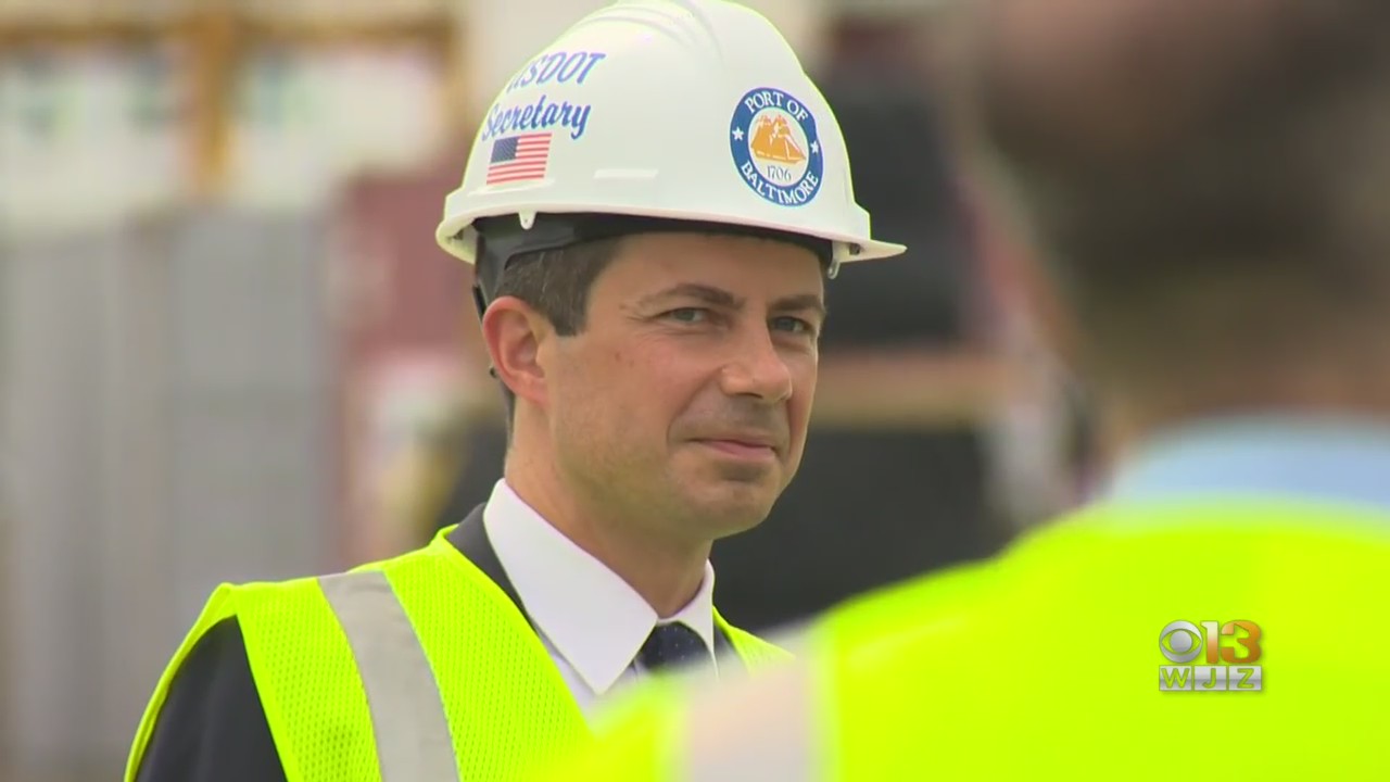 Transportation Secretary Pete Buttigieg Joins Officials At Port Of Baltimore To Promote Bipartisan Infrastructure Bill